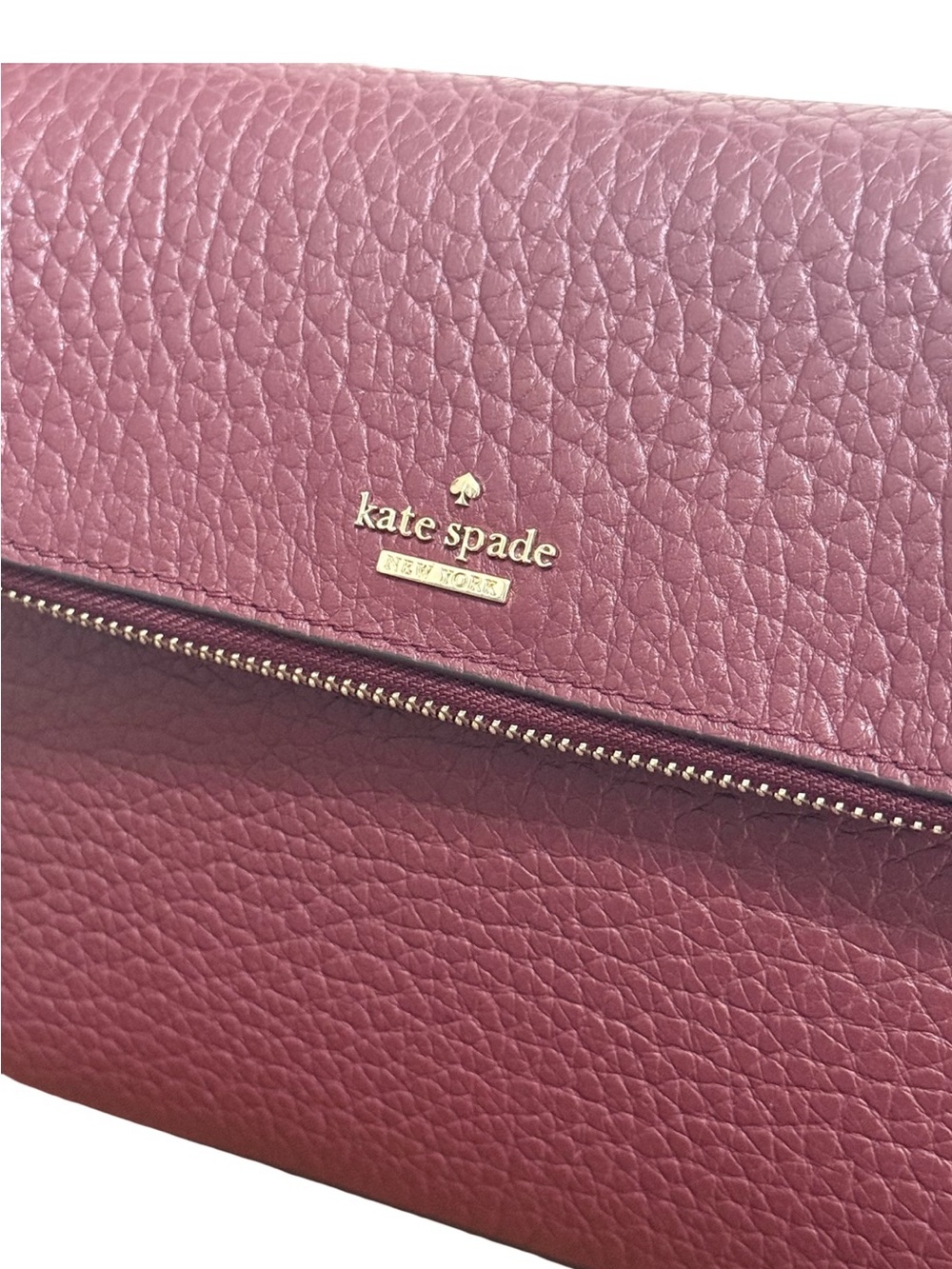 Authenticated Kate Spade Carter Berrin Burgundy Pebbled Leather Crossbody! EUC! - Picture 8 of 13